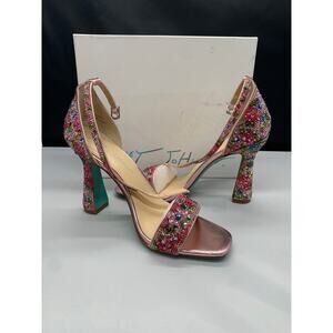 Betsy Johnson Link Pink/Multicolor Floral Dani Heels - 7.5M